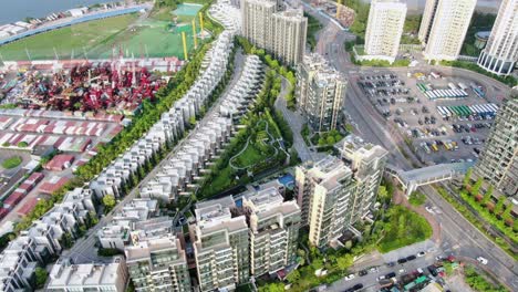 Luftaufnahme-Von-Hong-Kong-Wu-Kai-Sha-Gebiet-Mit-Modernem-Wohngebäudekomplex