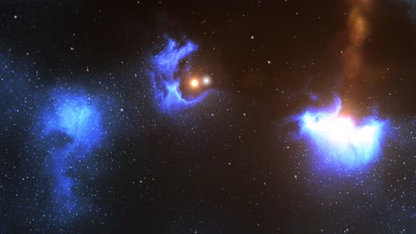Nebel-Und-Orangefarbene-Sterne-Bewegen-Sich-Um-Ihn-Herum,-Das-Universum