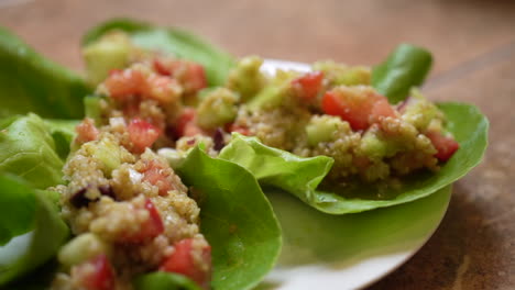 Fresh-savory-lettuce-wraps-ready-to-devour---slow-slidding-pan