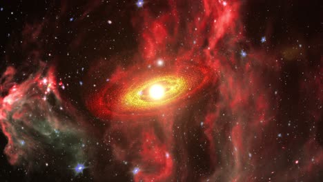 Galaxia-Con-Una-Nebulosa-En-Primer-Plano-A-Su-Alrededor