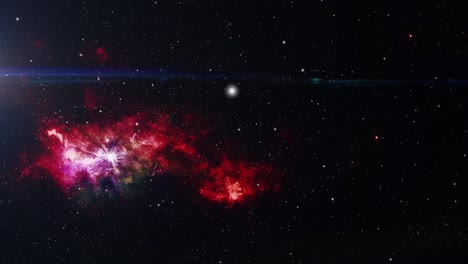 Nebulosa-Roja-Moviéndose-En-El-Universo-Con-Estrellas