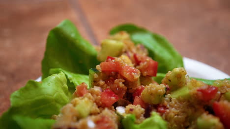 Macro-view-of-stuffed-lettuce-wraps-on-a-plate-for-an-appetizer
