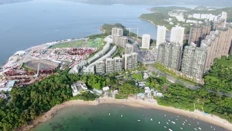 Aerial-view-of-Hong-Kong-Wu-Kai-Sha-area-with-modern-residential-building-complex-and-open-bay