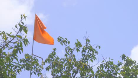 Handheld-Hindu-Flagge-Om-Orange-Maharashtra-Indien-Marathi
