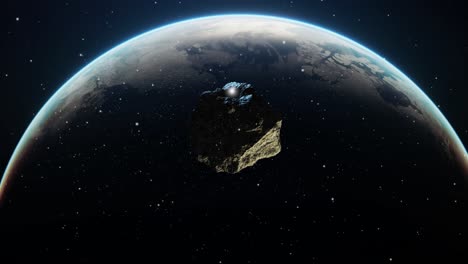 Asteroidengestein-Nähert-Sich-Dem-Planeten-Erde-Im-Weltraum