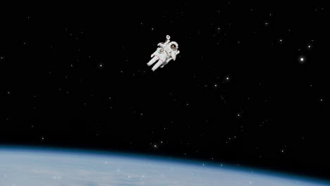 Video-of-an-astronaut-flying-in-space-as-stars-or-cosmic-objects-flyby