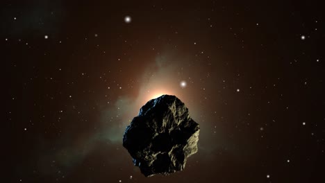 La-Roca-Del-Asteroide-Se-Está-Moviendo-Hacia-El-Centro-De-La-Luz-En-El-Universo