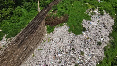 Drone-shot-of-Jungle-and-plastic-pollution-on-a-tropical-Island-in-Thailand