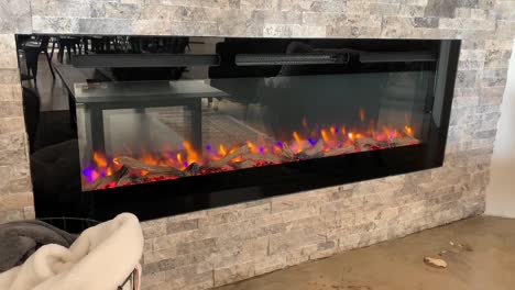 An-indoor-electric-fireplace-for-homes,-cafes,-restaurants,-etc