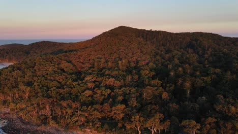 Schöne-Sonnenuntergangfarbe-über-Dem-Noosa-nationalpark---Queensland-Australien
