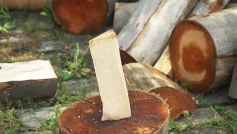 Precise-stump-chopping-with-an-axe