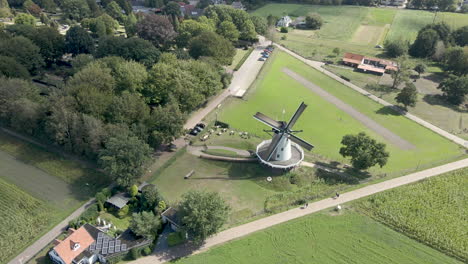 High-aerial-of-traditional-windmill-in-rural-area