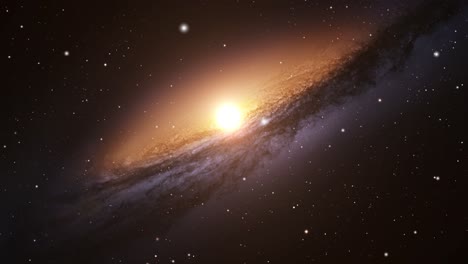 Galaxia-Con-Un-Rayo-En-Su-Centro-Acercándose,-El-Universo