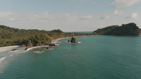 Drone-aerial-view-revealing-beautiful-landscape-at-the-beach-in-Costa-Rica