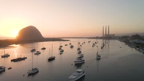 Sunset-at-Morro-Bay-California-while-flying-over-the-harbor-near-the-powerplant