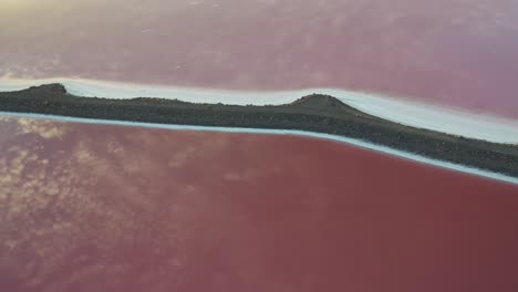 Aerial-View-of-Sky-Mirror-Reflection-on-Pink-Lakes-Water-Surface-Great-Salt-Lake-Utah-USA,-Drone-Shot