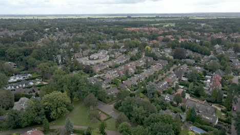 Aerial-of-idyllic-green-town-in-the-Netherlands