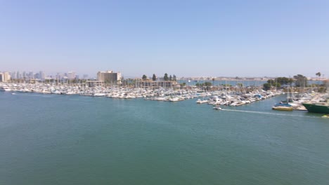 Aerial-video-of-San-Diego-harbor-near-Harbor-Island