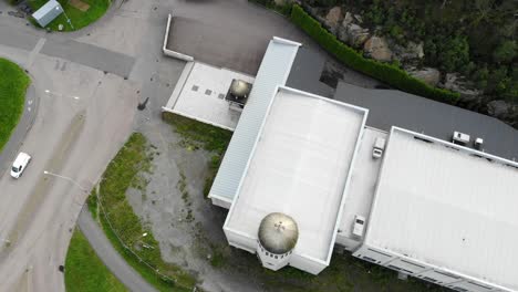 Drone-view-over-modern-Orthodox-Church-building,-Gothenburg,-Sweden