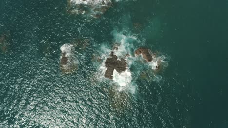 Drone-aerial-top-view-of-sea-stacks-in-the-ocean-of-Costa-Rica