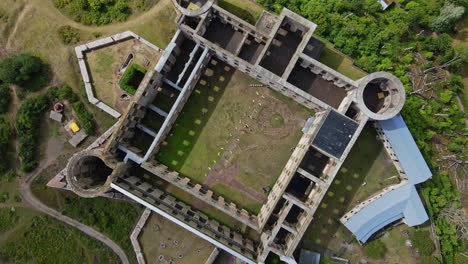 Top-down-View-Of-A-Borgholm-Castle---Ancient-Stone-Medieval-Baroque-Fortress-In-Öland,-Sweden