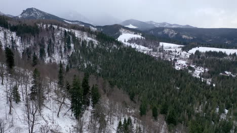 Beautiful-winter-landscape-shot-from-high-above-with-drone
