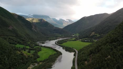 River-and-mountains-beautiful-green-scenery-aerial-shot