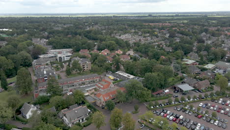 Aerial-of-beautiful-town-with-a-lot-of-trees