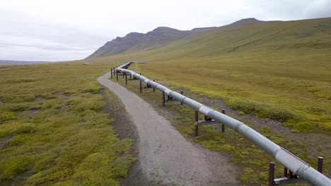 Controversial-Crude-Oil-Pipeline-in-Alaska-Countryside---Aerial-Drone-Flight