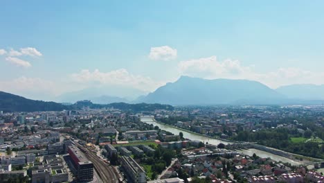 Salzburg-aerial-view-of-the-mountains-on-summer-time