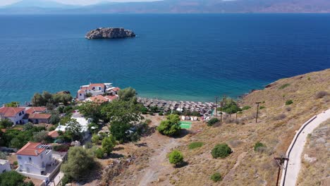 Another-of-the-few-true-beaches-of-Hydra,-Vlihos-Beach-is-situated-in-the-little-resort-of-the-same-name