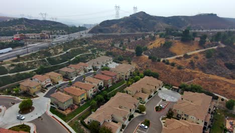 Rising-aerial-view-above-American-city-neighborhood