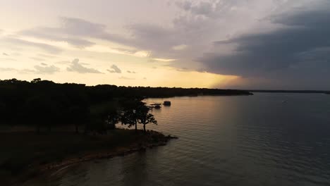 Colorful-sunset-before-storm-on-Lake-Lewisville-in-Texas