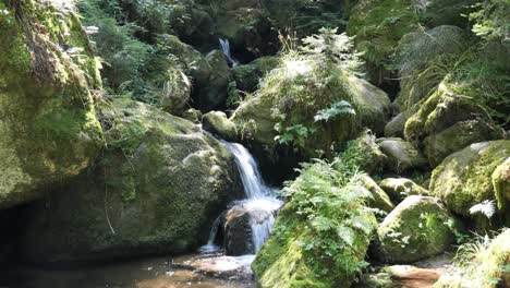 Idyllic-Waterfall-at-the-Gertelbach-Waterfalls,-Black-Forest-Germany