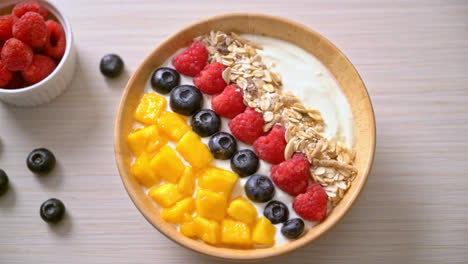 homemade-yogurt-bowl-with-raspberry,-blueberry,-mango-and-granola---healthy-food-style