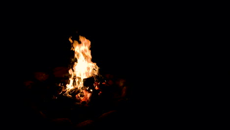 Lagerfeuer,-Das-Nachts-In-Polen-Draußen-Brennt---Volle-Slowmo-aufnahme