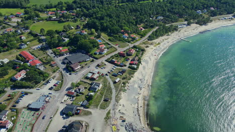 Quiet-seaside-town-of-Byxelkrok,-Öland,-Sweden---aerial