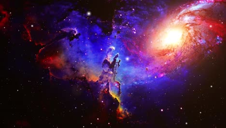 La-Galaxia-Está-Alrededor-De-La-Nebulosa-De-La-Nube-En-Medio-Del-Universo
