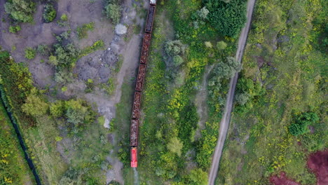 Aerial-view-of-railroad-in-summer