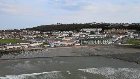 Westward-Ho-Devon-waterfront-and-beach-aerial-footage-panning