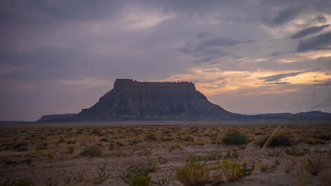 Time-Lapse-of-Sunset-Above-Factory-Butte-and-Utah-Desert-USA