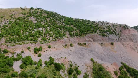 Drone-shot-of-a-mountain-roads-on-Island-Spinalonga,-Crete-Greece