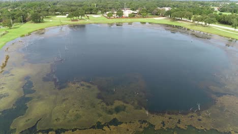Aerial-video-of-pond-in-Woodland-Park-in-Krugerville-Texas