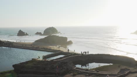 Wide-Static-View-of-Sunset-at-the-Historic-Sutro-Baths-in-San-Francisco-Along-the-Pacific-Coast