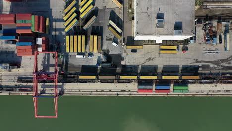 Aerial-view-of-Container-port-in-Budapest-Csepel-island-port