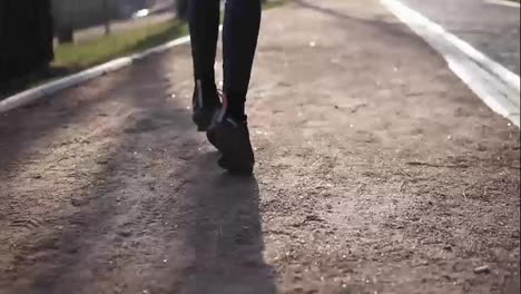 Footage-of-male-legs-running.-Sports-and-recreation.