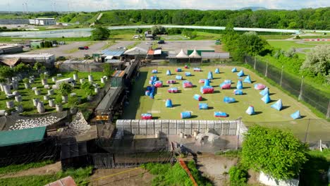 Bunkers-And-Obstacle-Course-In-An-Outdoor-Paintball-Park