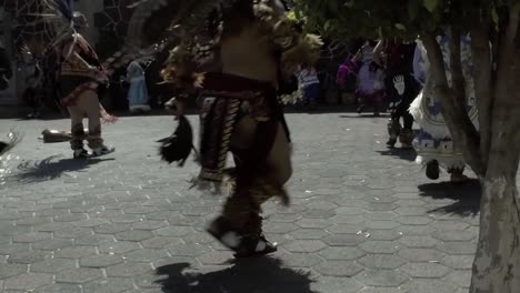Indigenous-Aztec-dancers-dance-in-a-plaza-in-Mexico-City