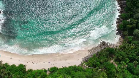 Drone-shot-of-Freedom-beach-in-Phuket,-Thailand