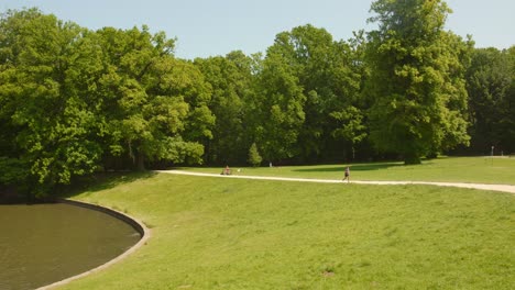 Beautiful-empty-park-in-a-sunny-day-Bois-de-la-Cambre,-Brussels,-Belgium